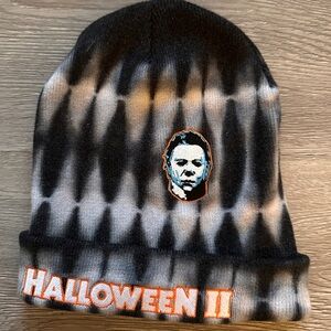 Tie-Dye Halloween II Beanie - Black, White, Orange